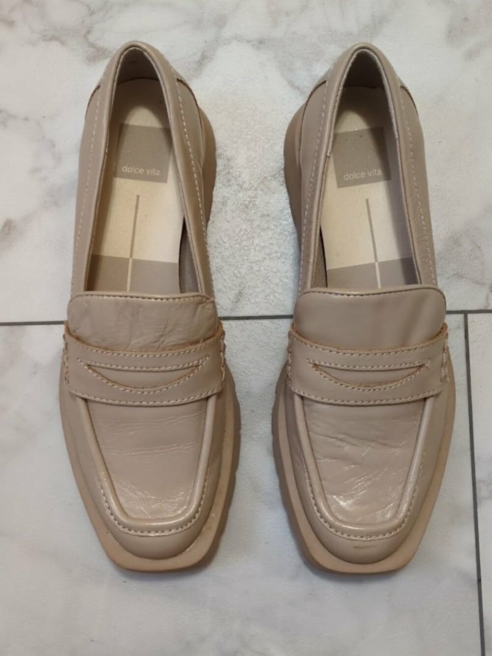 Dolce Vita Sesame Elias Chunky Crinkle Loafer Sz 7.5 Leather Upper Sophistacated